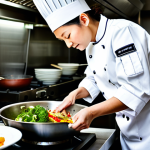 **

"A professional female chef in a clean, modern restaurant kitchen, fully clothed in a pristine white chef's coat and pants, appropriate attire, stirring a large wok with vegetables. Stainless steel appliances gleam in the background. Natural lighting. Safe for work, perfect anatomy, correct proportions, professional photography, family-friendly, high quality."

**