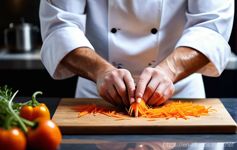 중식조리 자격증 실기 유의점 - A focused female chef in a pristine, well-lit professional kitchen, impeccably organized with all in...